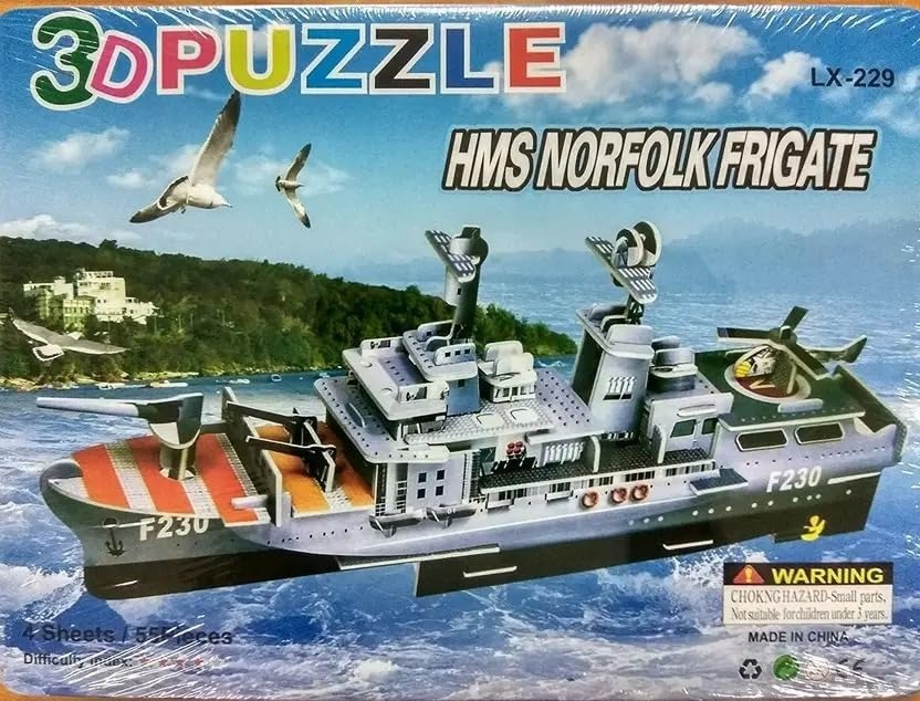 Random Design 3D DIY Puzzle Ship Kit for Kids Ages 4-8 | Build & Create Cardboard Model | Fun Educational Jigsaw Puzzle & Construction